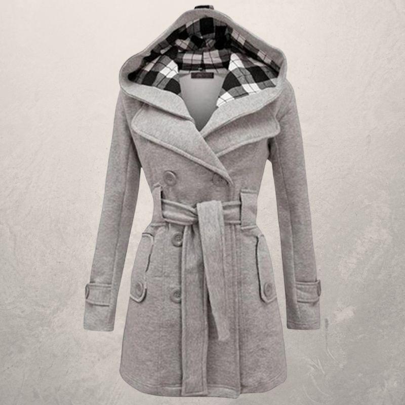 EB | Trenchcoat - Zweireihig - Kapuze - Gürtelschnalle In Der Taille - Klassischer Schnitt