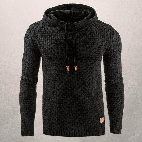 EB | Kapuzenpullover Slim Passform Weiches Strickmaterial Karomuster Lange Ärmel