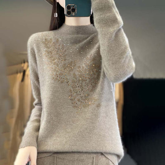 EB | Strickpullover Mit Zartem Blättermuster