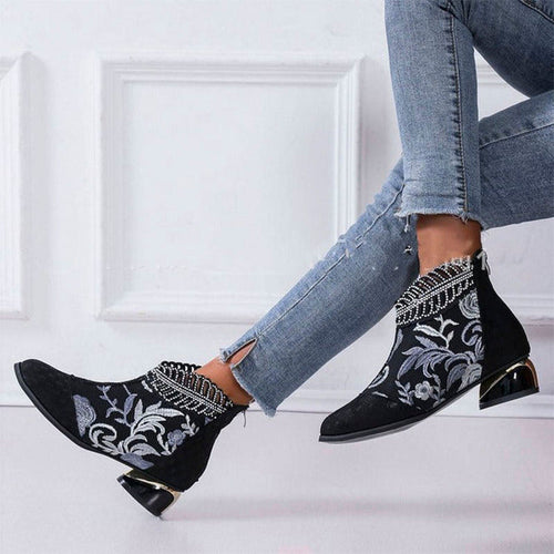 Bestickte Vintage-Stiefeletten EB