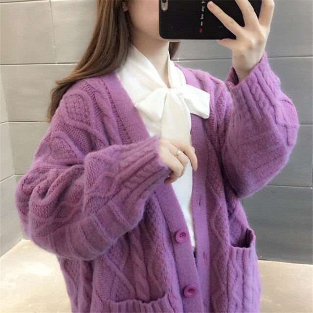 EB | gestrickte Jacke Lang, dick und warm