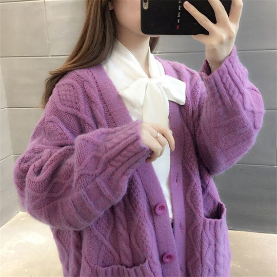EB | gestrickte Jacke Lang, dick und warm