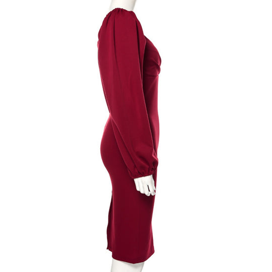 EB | Ein-Wort-Schulter rückenfreies schlankes Kleid