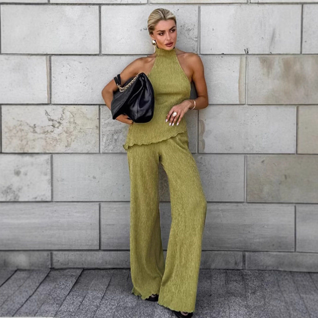 EB | Halsoberteil Hose mit weitem Bein zweiteiliges Set
