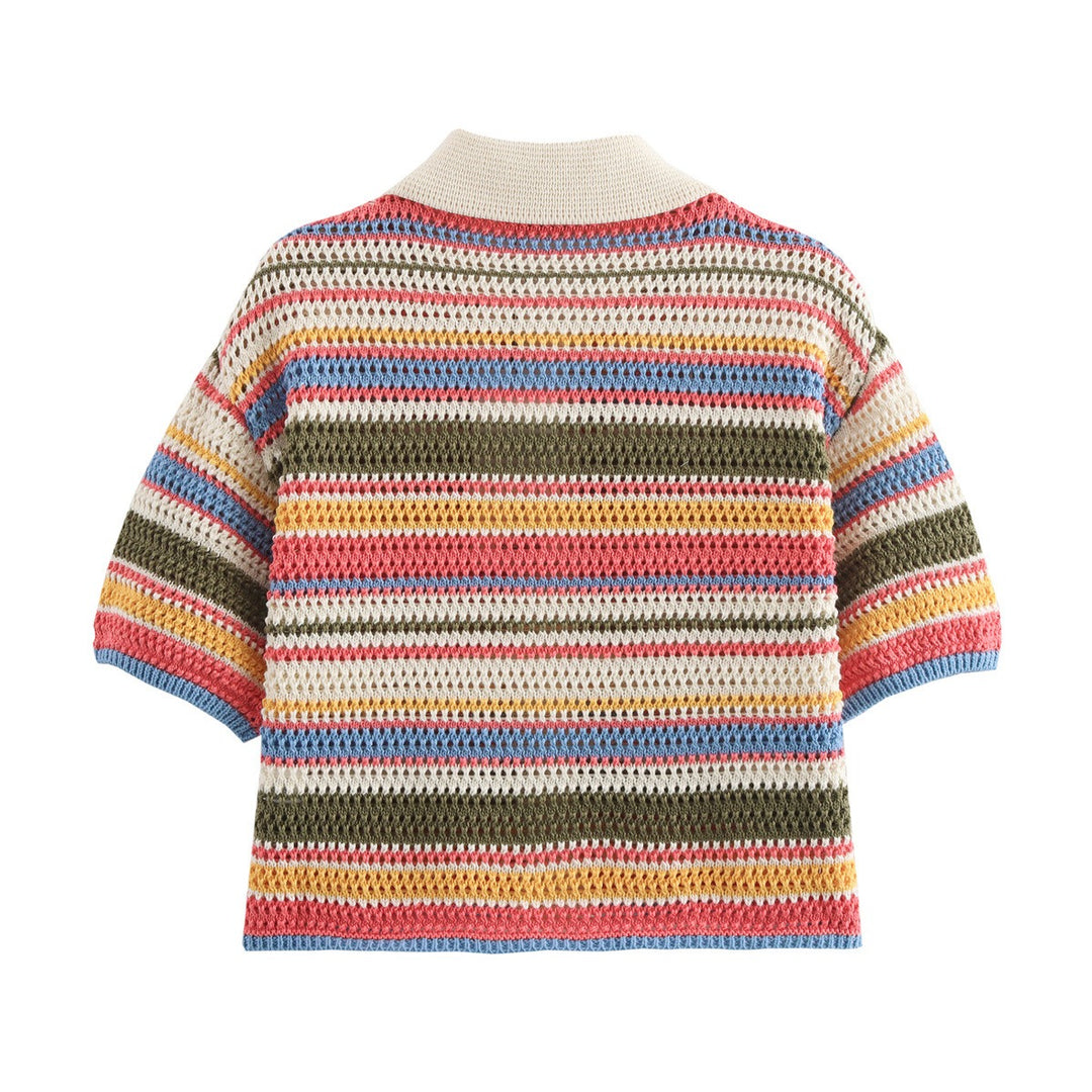 EB | Gehäkeltes Kurzarm-Shorts-Set mit hoher Taille