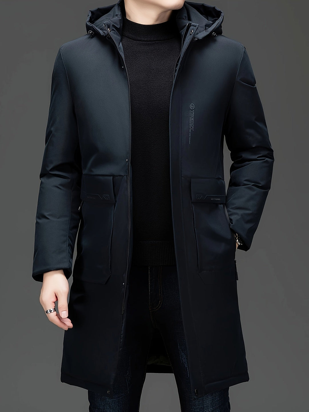EB | Lange Winterjacke mit Kapuze Polyester Warm und Windabweisend