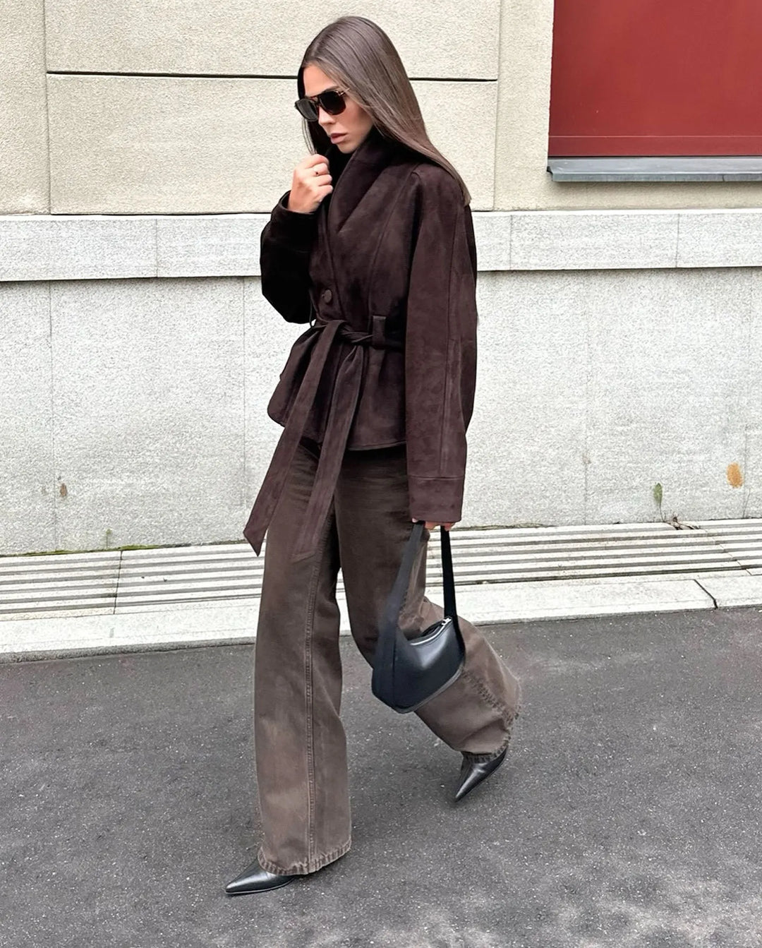 EB | Retro Wildlederjacke mit langen Ärmeln