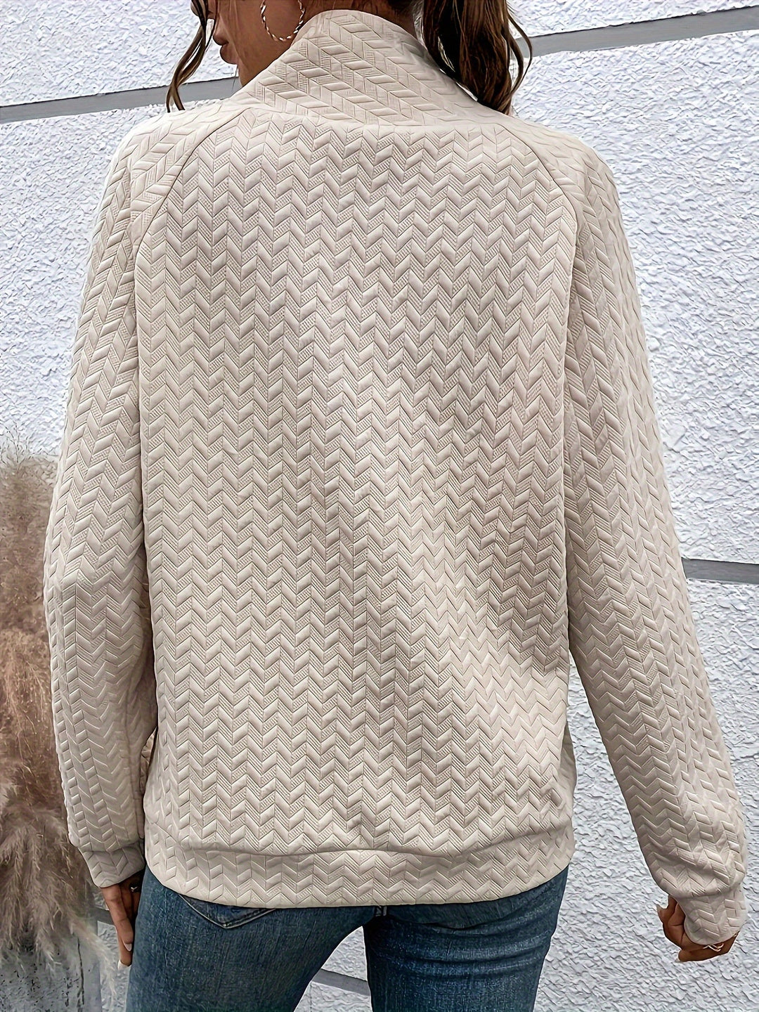 EB | Leichtgewicht Pullover mit Hohem Kragen und Knöpfen Polyester Elegant und Komfortabel