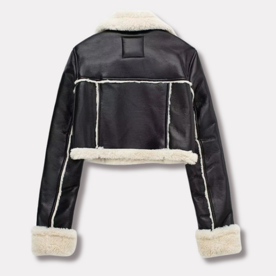 EB | Kurze Lederjacke mit Teddyfutter