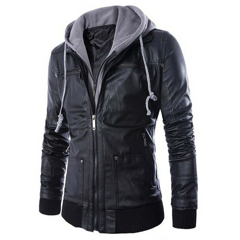 EB | Herren vielseitige Kunstlederjacke mit Kapuze