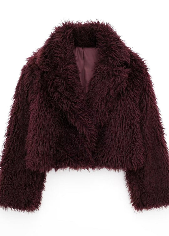 EB | Kunstpelz Winterjacke in Burgunder