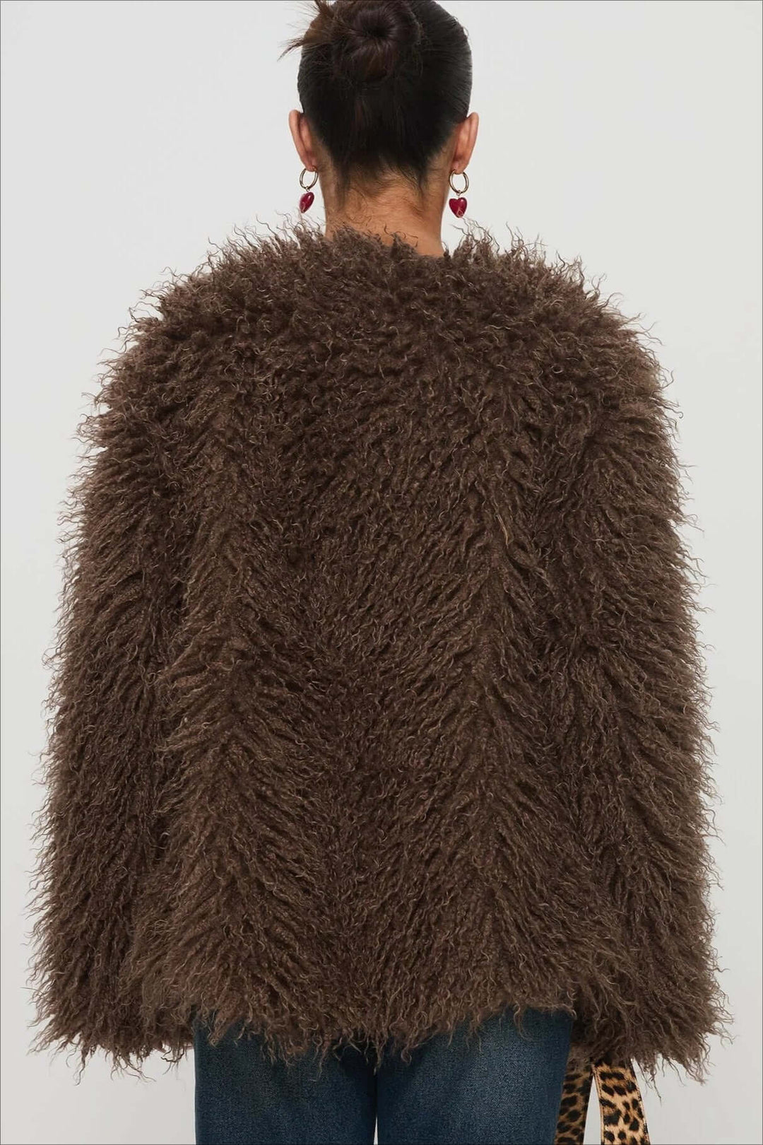 EB | Fluffy Brown Faux Fur Übergroße Jacke