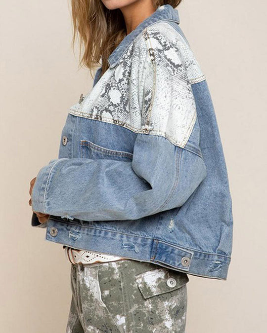 EB | Jeansjacke mit Leopardenmuster Cool und Trendy Einzigartiges Design