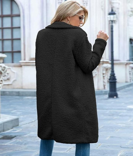 EB | lange Teddyjack Damen - warmer Winter Oversized Mantel