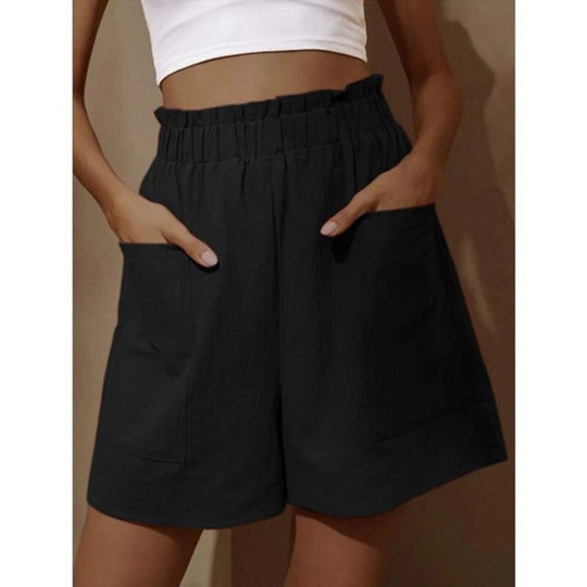 EB | Shorts aus Baumwolle und Leinen mit hoher Taille für Damen