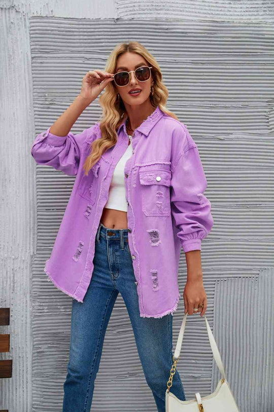EB | Zerrissene Rohsaum-Denimjacke