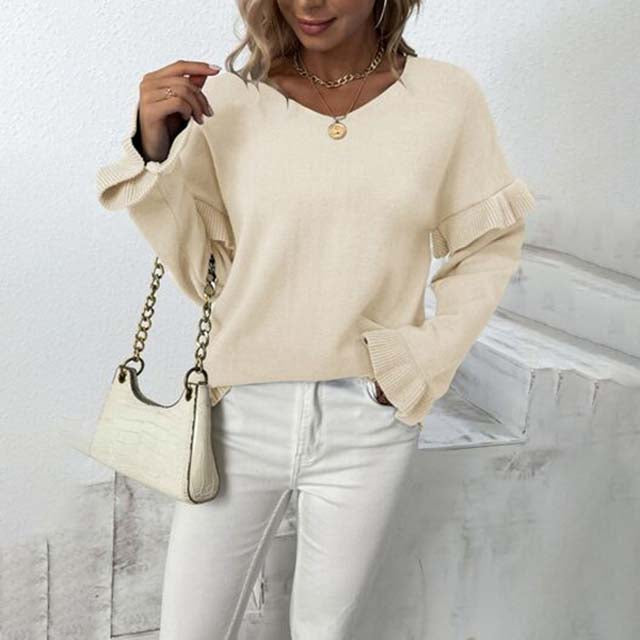 EB | Einfarbiger Strickpullover Für Kalte Tage