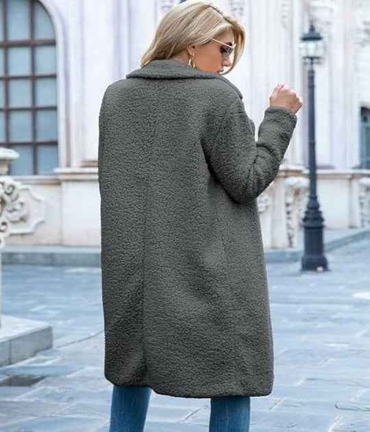 EB | lange Teddyjack Damen - warmer Winter Oversized Mantel