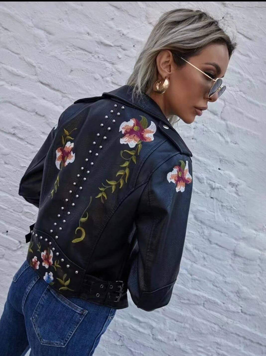 EB | Damen Retro Blumenmuster Jacke
