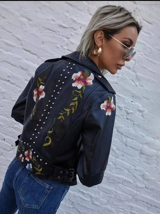EB | Damen Retro Blumenmuster Jacke