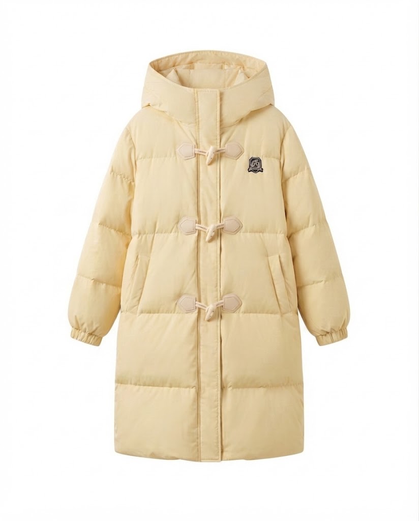 Damen nan langer thermischer Steppmantel mit Knebelösen-Front, oversized Boxy-Schnitt und Reisesilhouette EB