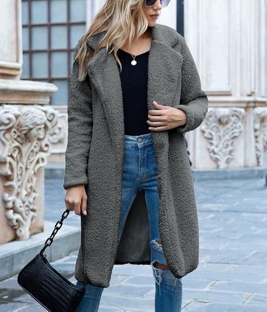 EB | lange Teddyjack Damen - warmer Winter Oversized Mantel