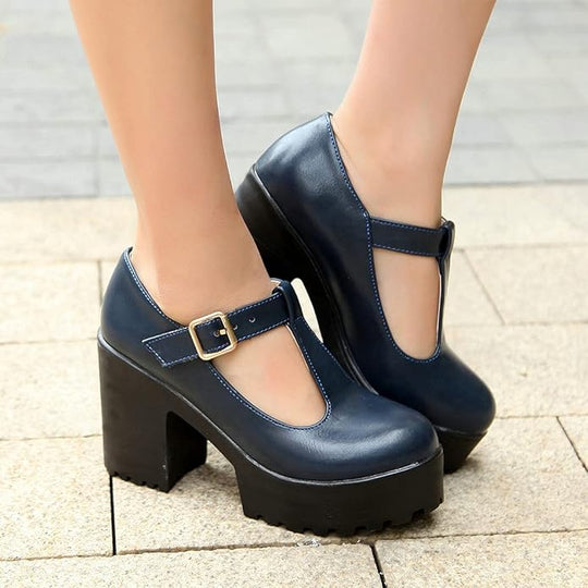 T-Strap Chunky Platform Heels – Jane EB