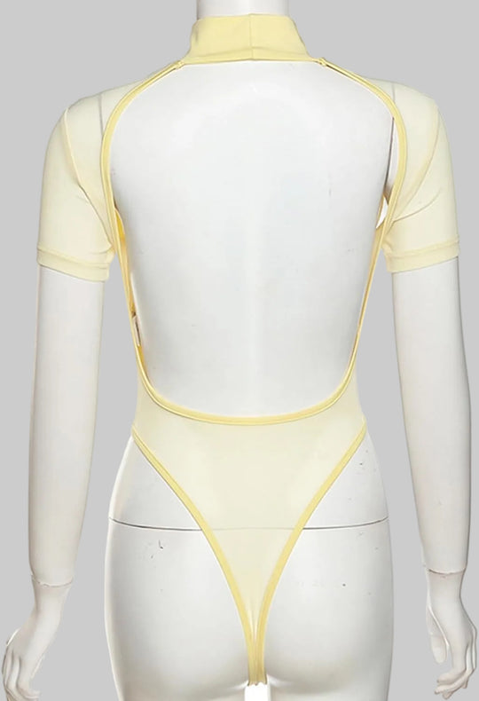 Damen Figurbetonter Body mit hohem Kragen EB