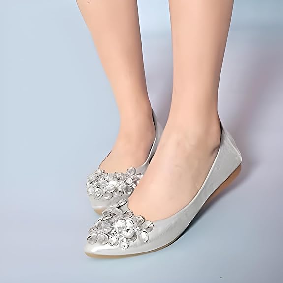 Funkelnde Strass Ballerina Flache Schuhe - Yelena EB