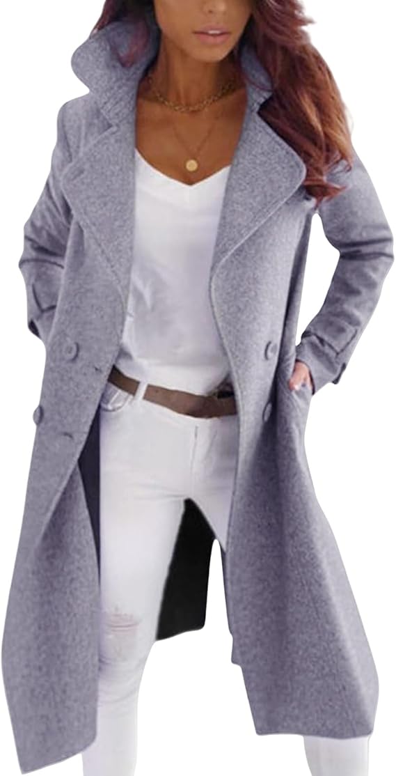 EB | Eleganter Frauen Wollmantel mit Knopfverschluss