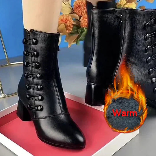 EB | Leder-Damenstiefel Aus Grobem Leder