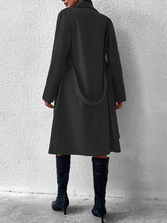 EB | Trenchcoat mit Gürtel und einfarbigem Polyestermaterial für Frauen Schicke Oberbekleidung für den alltäglichen Gebrauch