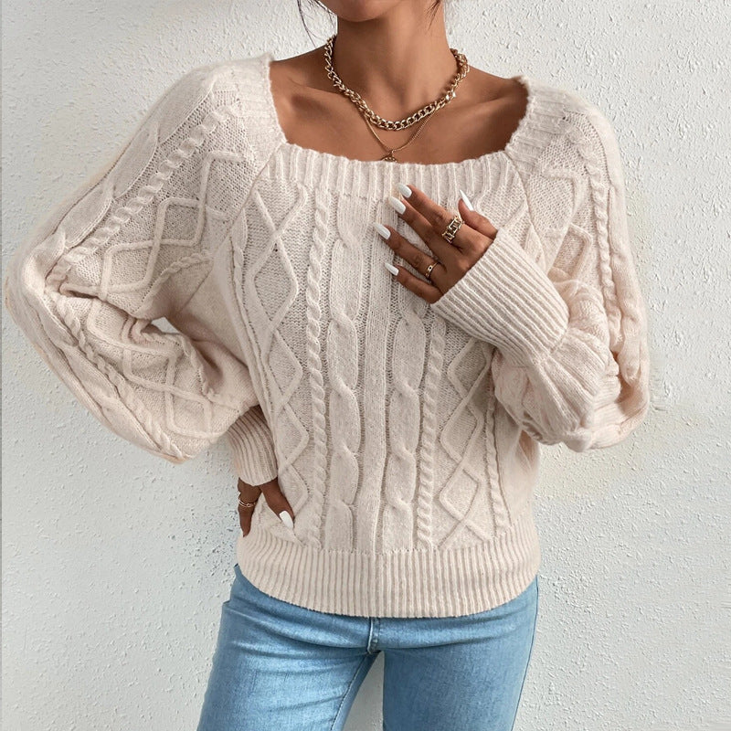 EB | Strickbluse mit Quadratischem Ausschnitt Weich und Elegant Kabelstrick
