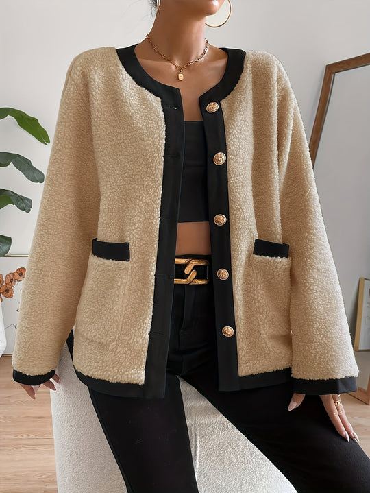 EB | Kurze Jacke mit Kontrastdetails Polyester Stilvoll und Komfortabel