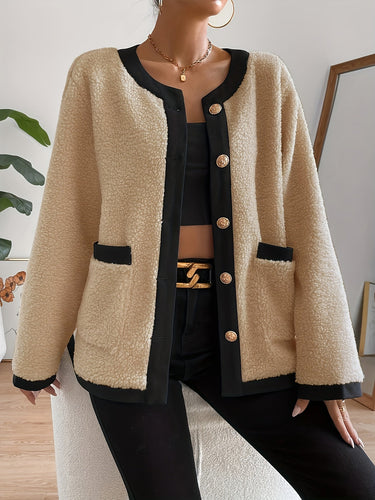 EB | Kurze Jacke mit Kontrastdetails Polyester Stilvoll und Komfortabel
