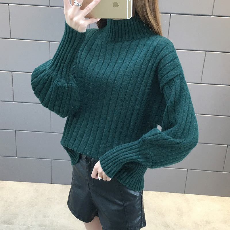 Damen Grobstrickpullover mit hochstehendem Kragen und strukturiertem Design EB