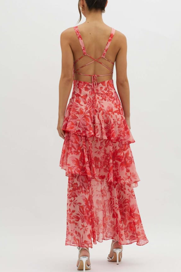 EB | Träger-Rücken Rüschens Maxi Kleid