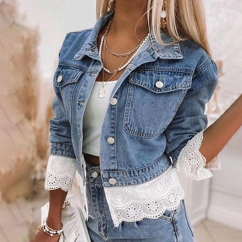EB | Blau Patchwork Denim Outerwear