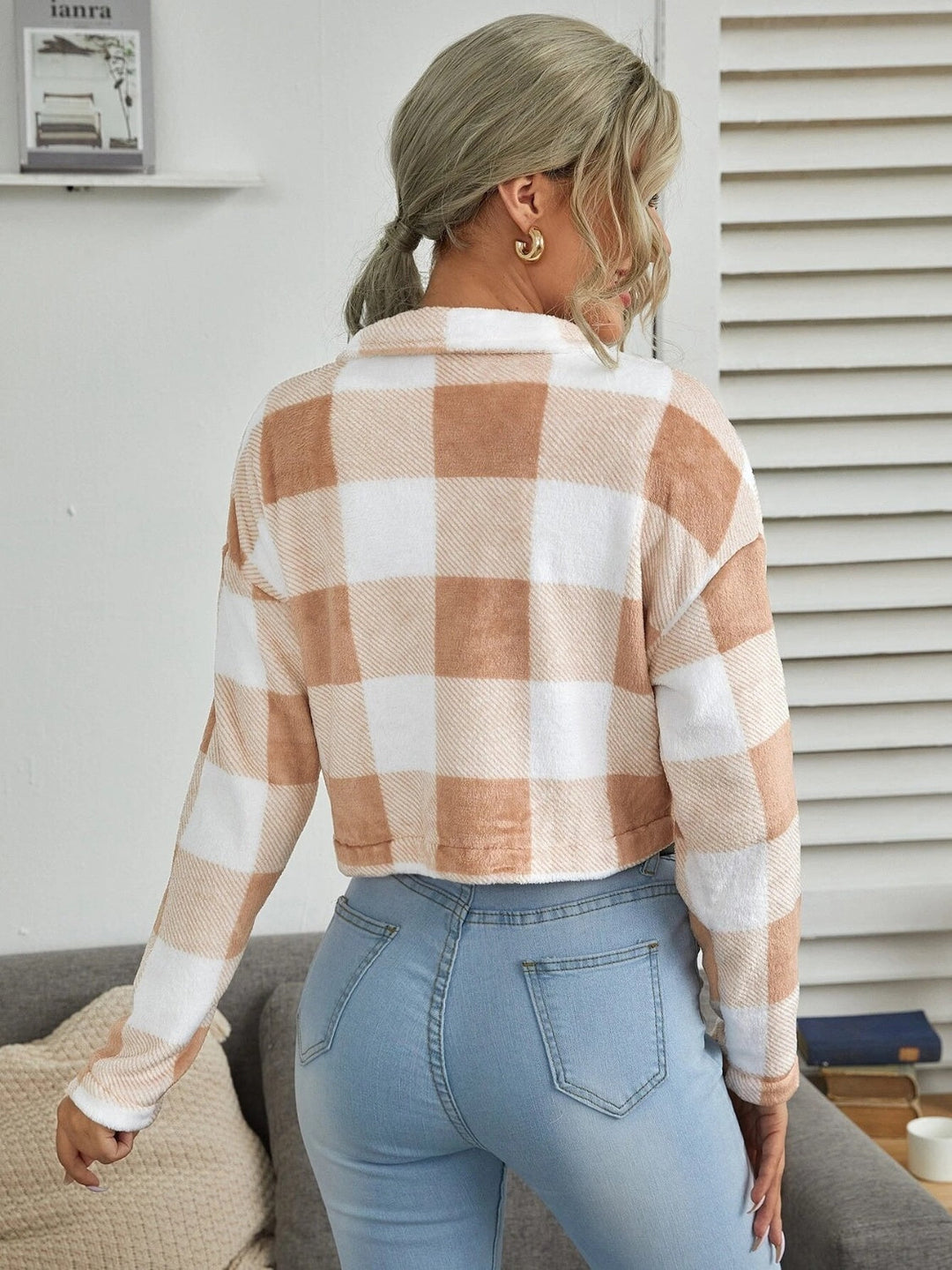 EB | Karierter Button-Down-Kragenjacke