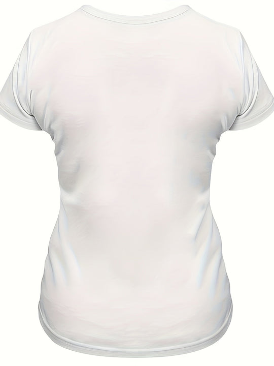 EB | Damen T-Shirt Sommershirt mit Hühnerdruck, Rundhalsausschnitt, Kurze Ärmel, Lässig und Komfortabel