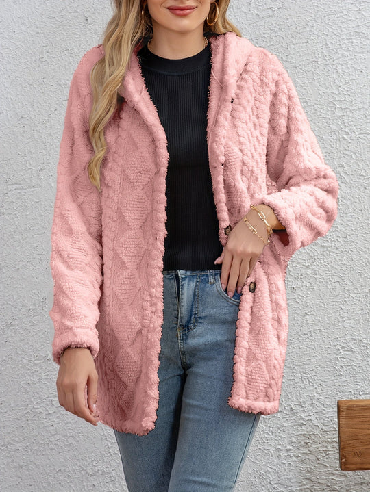 EB | Fluffy Kapuzenjacke mit Knöpfen Polyester Weich und Warm