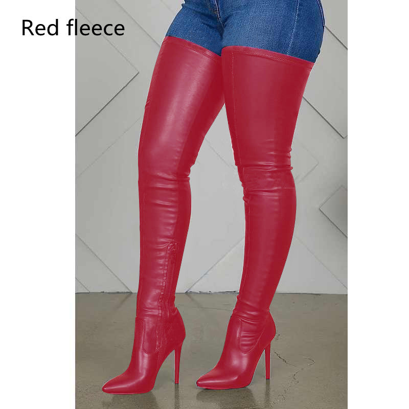 EB | Damen Über Kniefallstiefel Spitz Schuh Hoher Stiletto