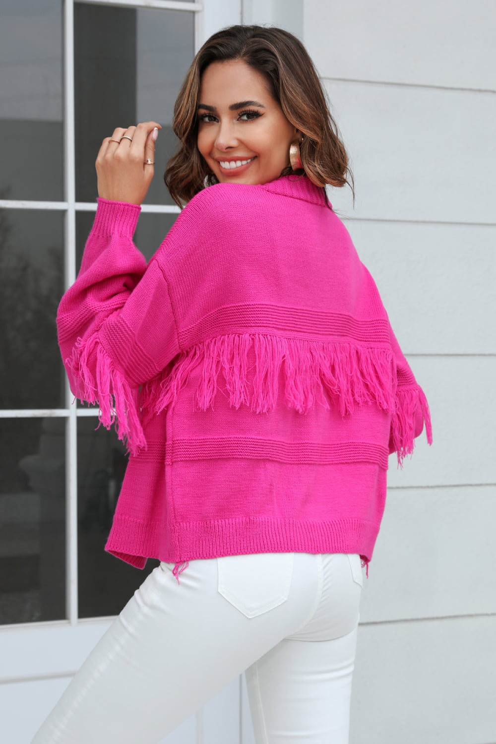 EB | Fransenbesatz Offene Vorder-Cardigan