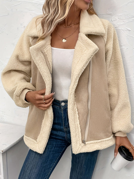 EB | Weiche Kurze Jacke Aus Imitiertem Wildleder Modernes Design Komfort und Eleganz