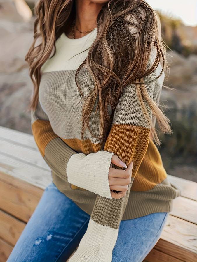 EB | Stilvoll Gestreifter Strickpullover für Frauen