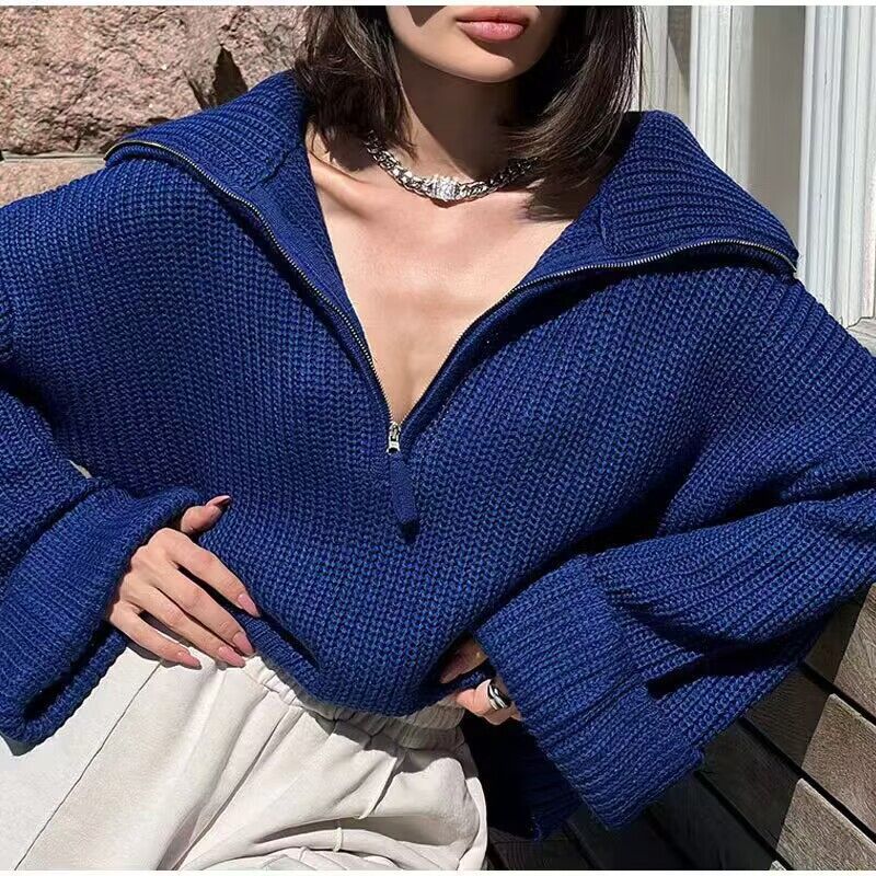 EB | Rippstrick Pullover mit Reißverschluss Weich und Warm Lässige Eleganz