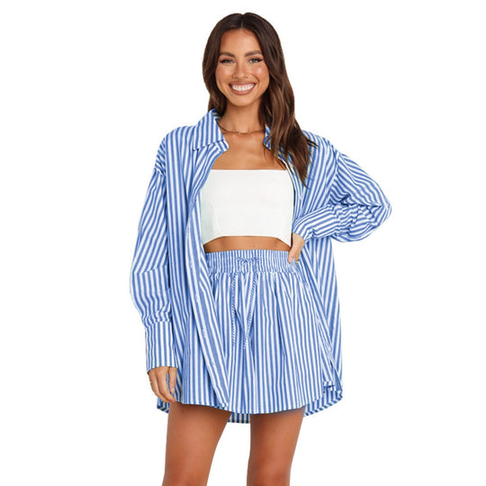 EB | Fashion Shirt Gestreift Langarm Zweiteiliges Set