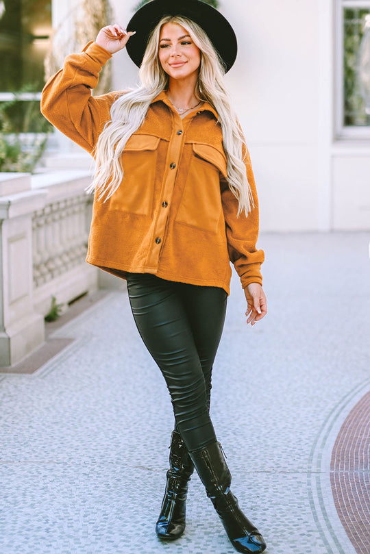 EB | Weiche Teddyjacke mit Großen Taschen Polyester Warm und Modern