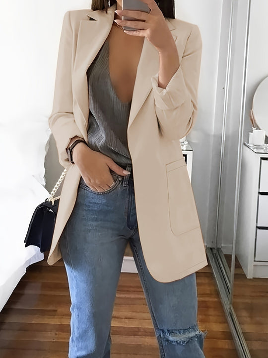 EB | Eleganter Einfarbiger Business-Blazer Mit Offener Vorderseite - Ideal Für Alle Jahreszeiten
