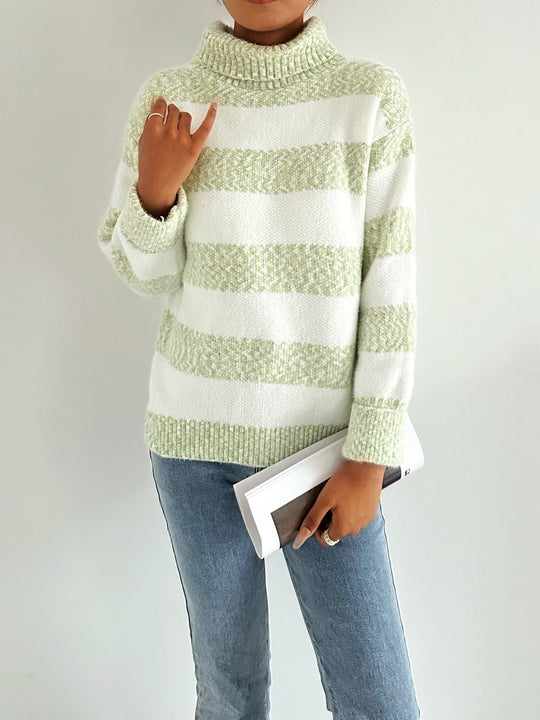 EB | Strickpullover mit Rollkragen Acrylmischung Gestreiftes Muster